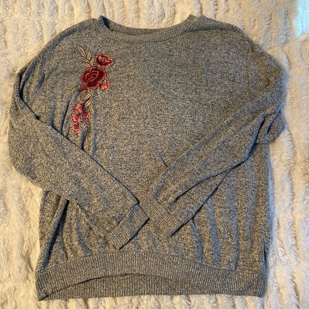Floral embroidered sweater